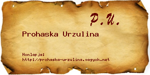 Prohaska Urzulina névjegykártya